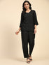 Saba Chikankari Chanderi Silk Kurta Set for Women - Black